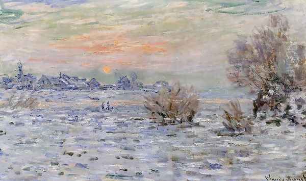 Winter On The Seine Lavacourt Oil Painting by Claude Oscar Monet