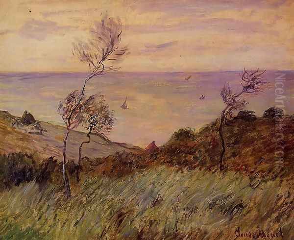 The Cliffs Of Varengeville Gust Of Wind Oil Painting by Claude Oscar Monet