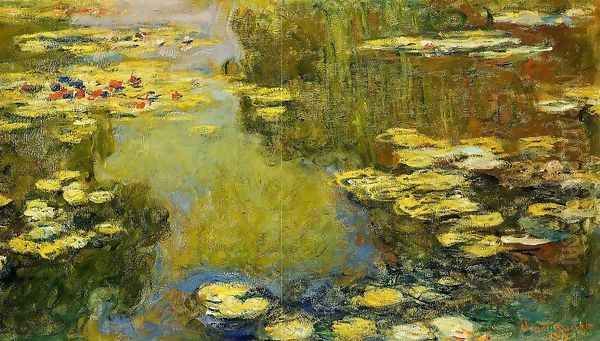 The Water-Lily Pond (detail) I Oil Painting by Claude Oscar Monet