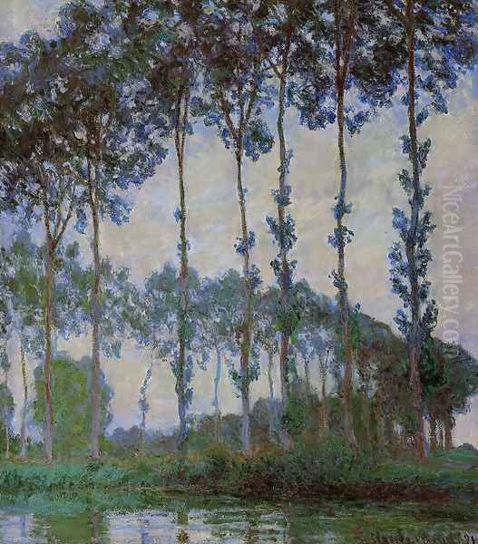 Poplars On The Banks Of The River Epte Overcast Weather Oil Painting by Claude Oscar Monet