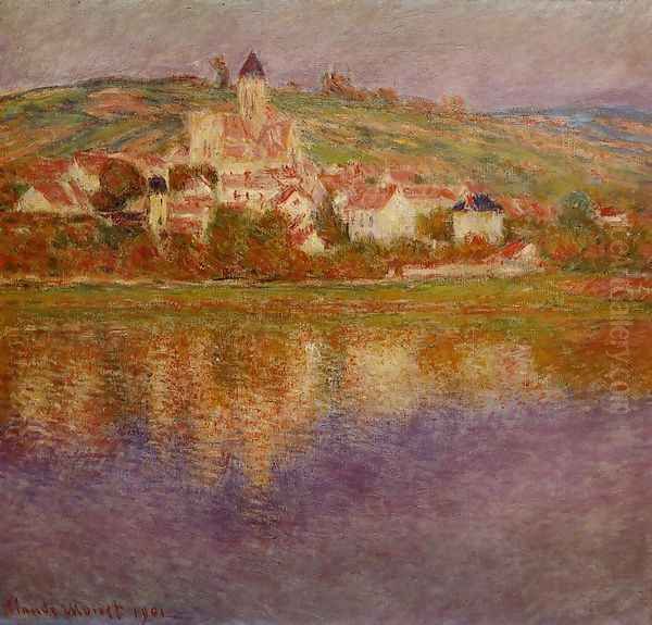 Vetheuil Pink Effect Oil Painting by Claude Oscar Monet