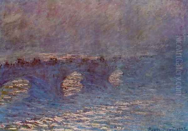 Waterloo Bridge Effect Of Sun In The Mist Oil Painting by Claude Oscar Monet