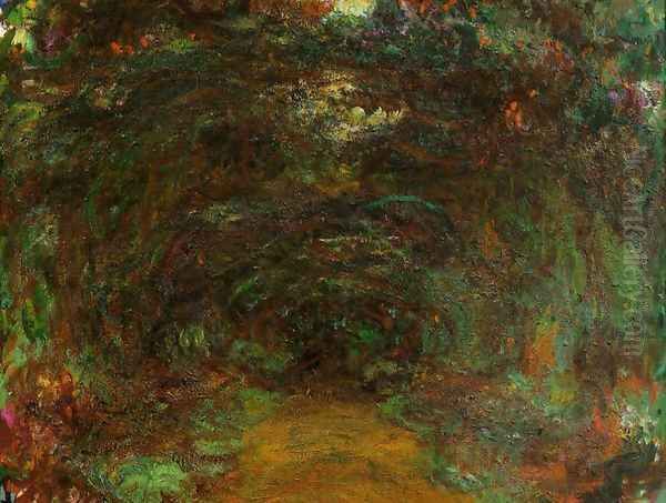 The Path Under The Rose Trellises Giverny2 Oil Painting by Claude Oscar Monet