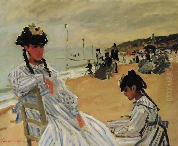 On The Beach At Trouville Oil Painting by Claude Oscar Monet