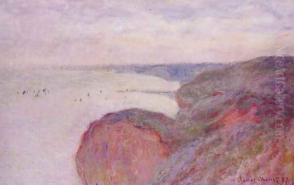 On The Cliff Near Dieppe Overcast Skies Oil Painting by Claude Oscar Monet