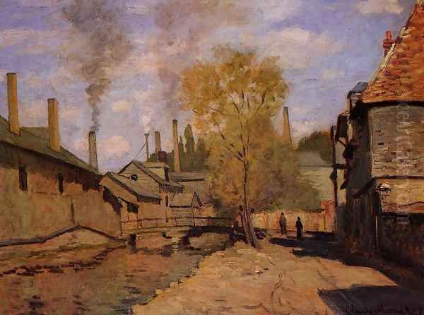 The Robec Stream Rouen Aka Factories At Deville Near Rouen Oil Painting by Claude Oscar Monet