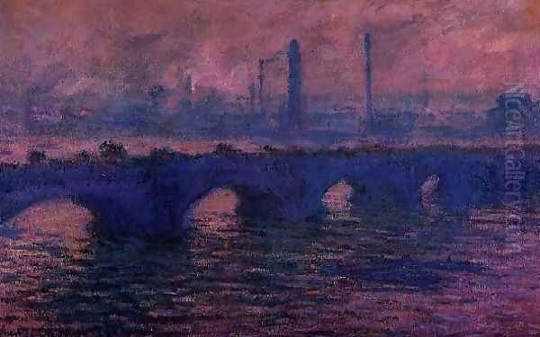 Waterloo Bridge Overcast Weather Oil Painting by Claude Oscar Monet