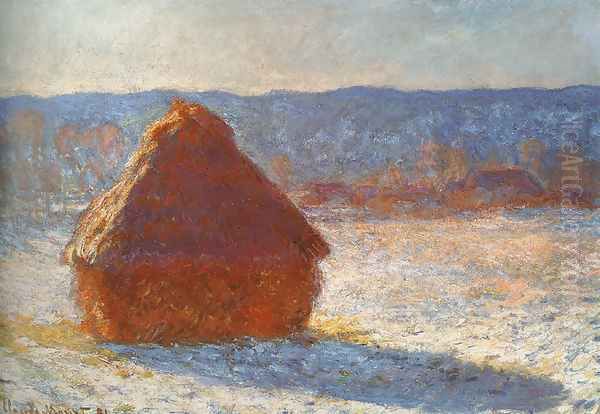 Meules, effet de neige, le matin (Haystack, snow effect) Oil Painting by Claude Oscar Monet