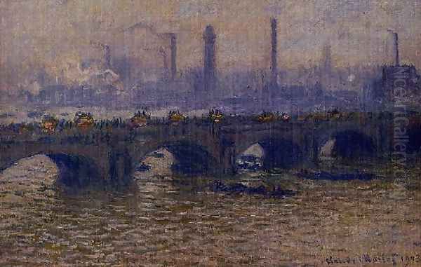 Waterloo Bridge Grey Weather Oil Painting by Claude Oscar Monet