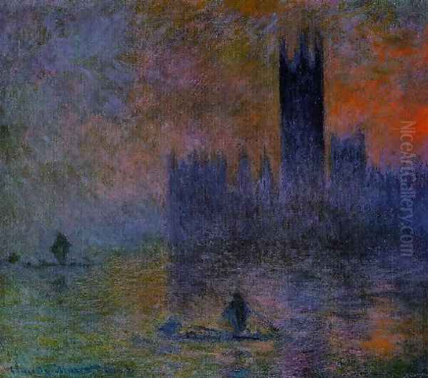 Houses Of Parliament Fog Effect2 Oil Painting by Claude Oscar Monet