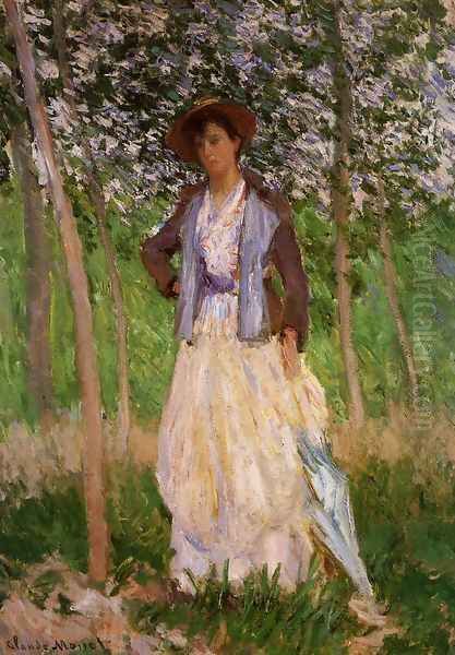 The Stroller (Suzanne Hischede) Aka Taking A Walk Oil Painting by Claude Oscar Monet