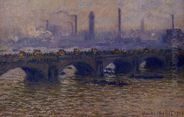 Waterloo Bridge, Grey Weather Oil Painting by Claude Oscar Monet