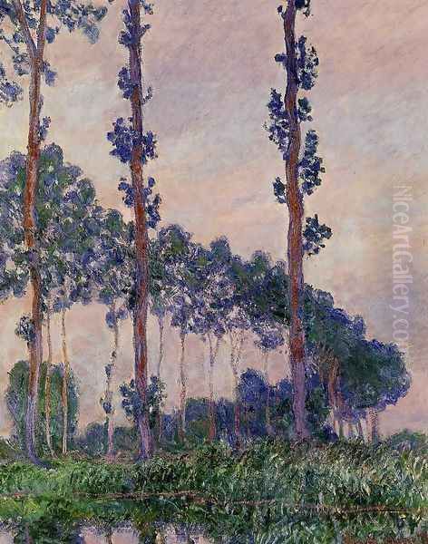 Three Trees In Grey Weather Oil Painting by Claude Oscar Monet