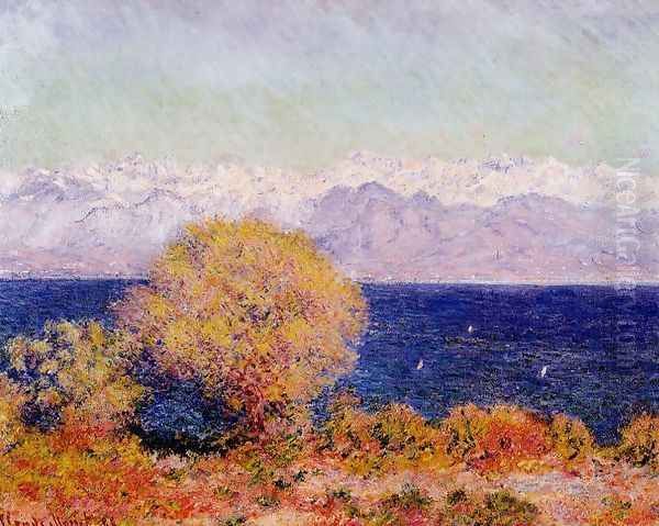 View Of Cap D Antibes Aka View Of The Bay And Maritime Alps At Antibes Oil Painting by Claude Oscar Monet