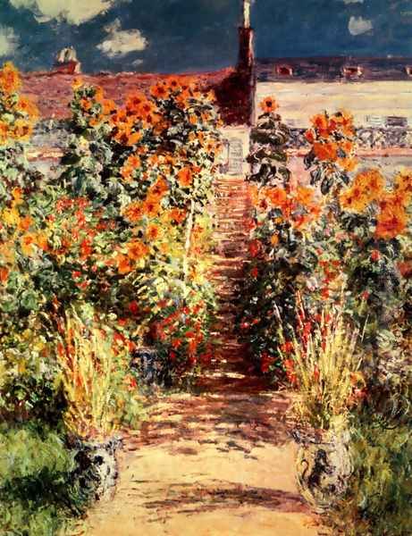 The Steps At Vetheuil 2 Oil Painting by Claude Oscar Monet