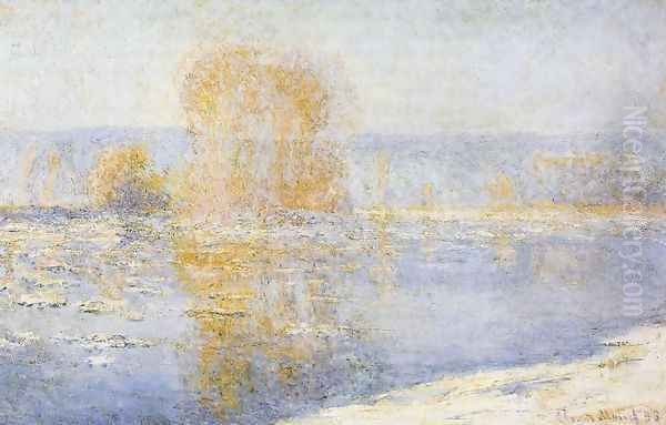 Floating Ice at Bennecourt Oil Painting by Claude Oscar Monet