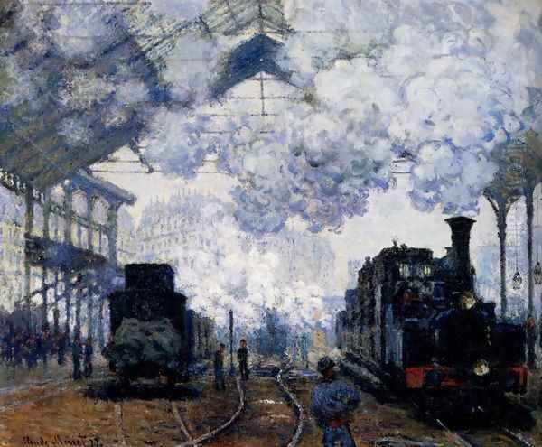 The Gare Saint-Lazare: Arrival Of A Train Oil Painting by Claude Oscar Monet