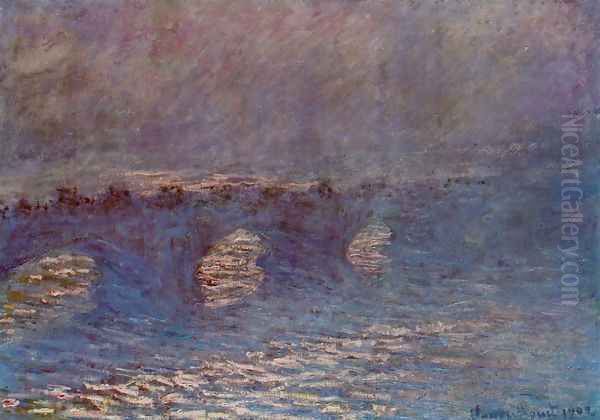 Waterloo Bridge, Effect of Sun in the Mist Oil Painting by Claude Oscar Monet