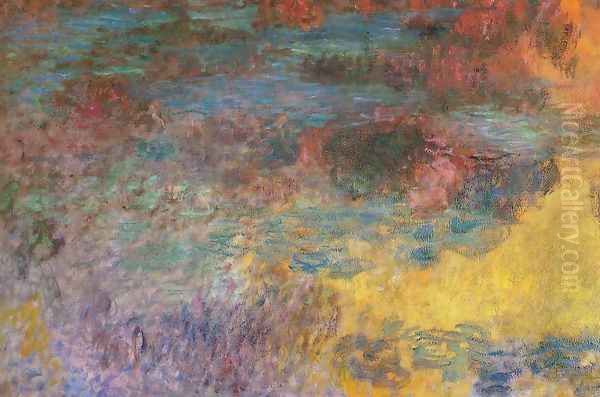 Water-Lily Pond, Evening (left panel) Oil Painting by Claude Oscar Monet