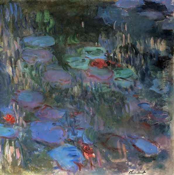 Water-Lilies, Reflections of Weeping Willows (right half) Oil Painting by Claude Oscar Monet