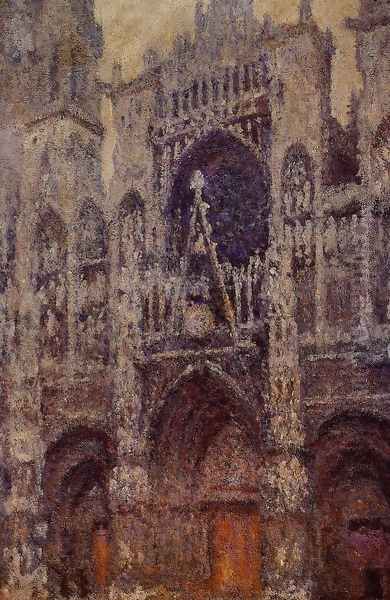 Rouen Cathedral, the Portal, Grey Weather Oil Painting by Claude Oscar Monet