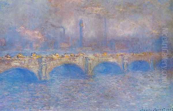 Waterloo Bridge, Sunlight Effect I Oil Painting by Claude Oscar Monet