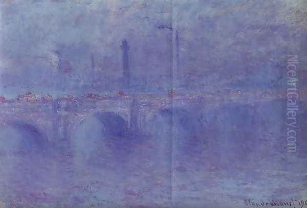 Waterloo Bridge, Fog Effect Oil Painting by Claude Oscar Monet