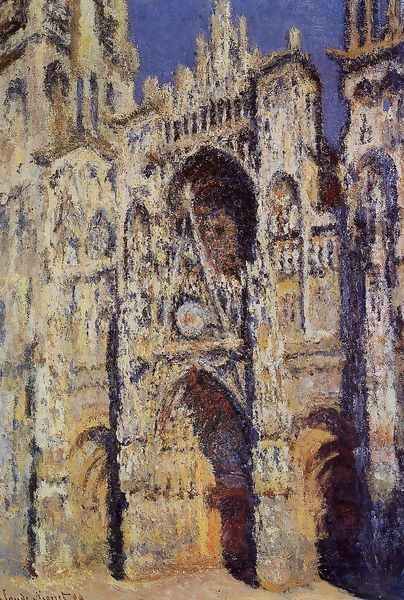 Rouen Cathedral, the Portal and the Tour d'Albane, Full Sunlight Oil Painting by Claude Oscar Monet