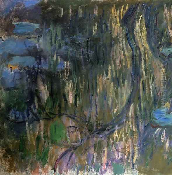 Water-Lilies, Reflections of Weeping Willows (left half) Oil Painting by Claude Oscar Monet