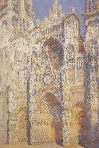 Rouen Cathedral: The Portal and the Saint-Romain Tower in Full Sun, Harmony in Blue and Gold Oil Painting by Claude Oscar Monet