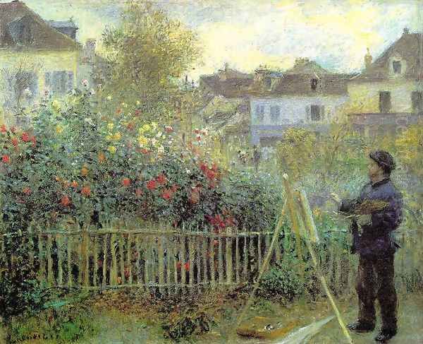 Renoir Painting In His Garden (1873) Oil Painting by Claude Oscar Monet