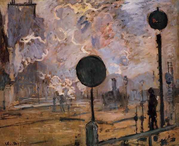 Exterior of Saint-Lazare Station, The Signal Oil Painting by Claude Oscar Monet