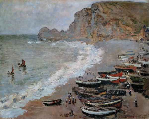 The Beach and Cliffs of Amont at Etretat 1883 Oil Painting by Claude Oscar Monet