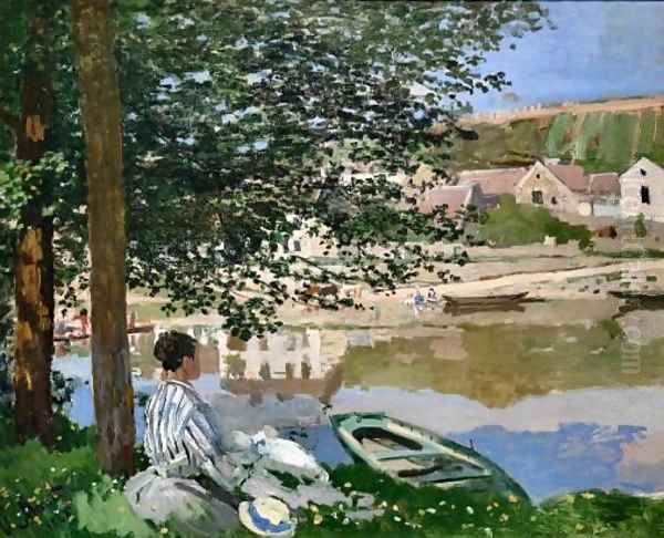 On the Bank of Seine Bennecourt Oil Painting by Claude Oscar Monet