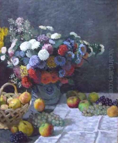 Still Life with Flowers and Fruit Oil Painting by Claude Oscar Monet