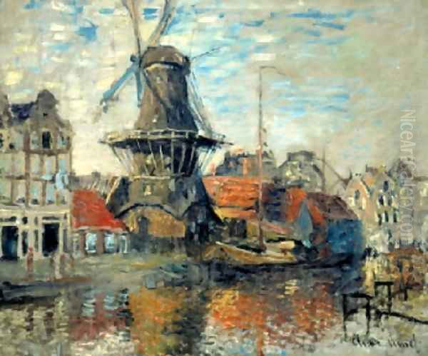 Le Moulin de lOnbekende Gracht, Amsterdam (The Windmill on the Onbekende Canal, Amsterdam) 1871 Oil Painting by Claude Oscar Monet