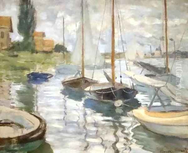 Sailboats on the Seine Oil Painting by Claude Oscar Monet