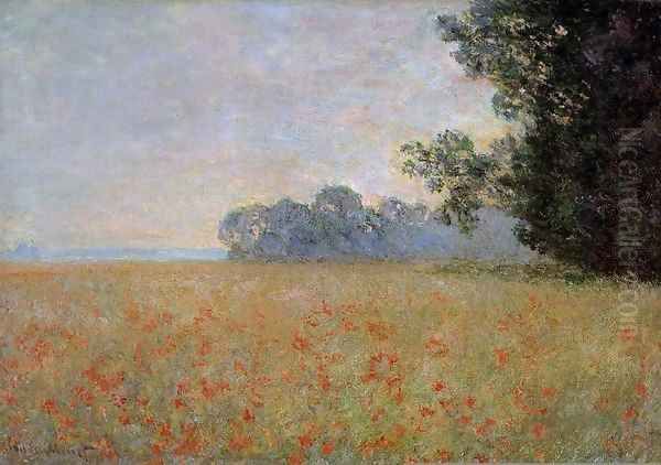 Oat and Poppy Field2 1890 Oil Painting by Claude Oscar Monet