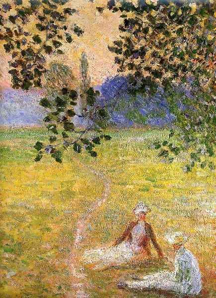 Evening in the Meadow at Giverny (detail) 1888 Oil Painting by Claude Oscar Monet