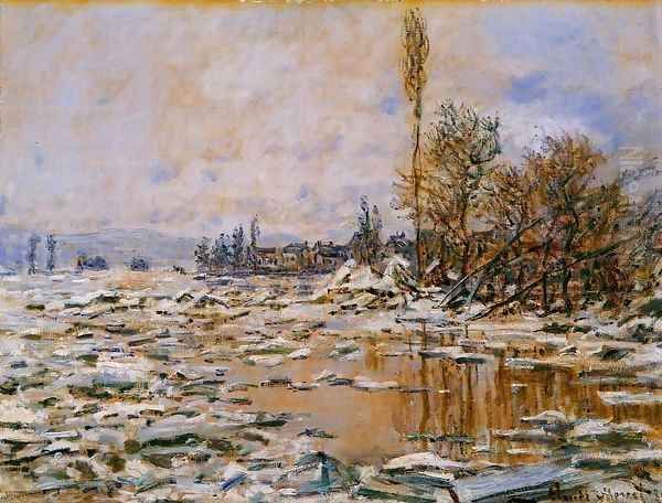 Breakup of Ice Grey Weather 1880 Oil Painting by Claude Oscar Monet