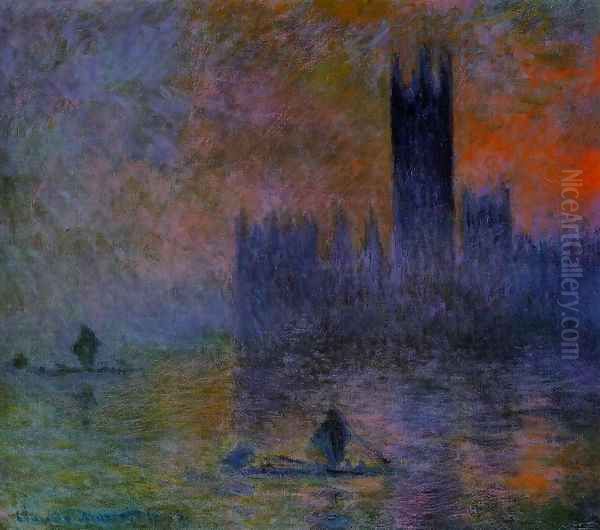 Houses of Parliament Fog Effedt 1899-1901 Oil Painting by Claude Oscar Monet