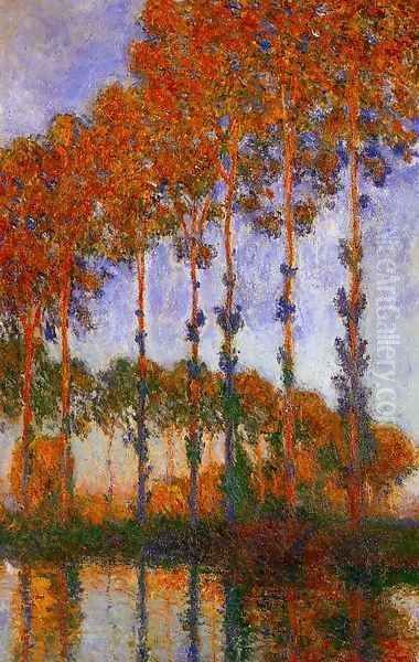 Poplars on the Banks of the River Epte Sunset 1891 Oil Painting by Claude Oscar Monet