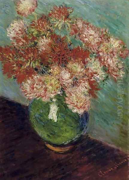 Vase de chrysanthemes Oil Painting by Claude Oscar Monet