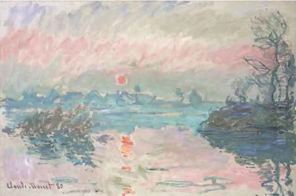 Coucher de soleil à Lavacourt Oil Painting by Claude Oscar Monet