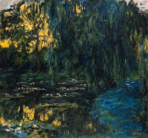 Vue du bassin aux nymphas avec saule Oil Painting by Claude Oscar Monet