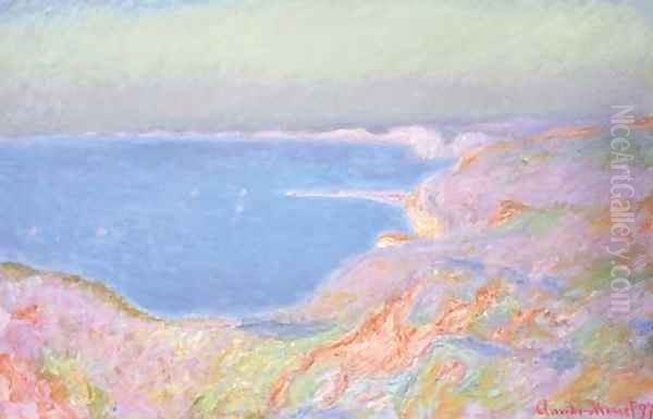 Sur la falaise pres de Dieppe, soleil couchant Oil Painting by Claude Oscar Monet