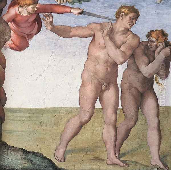 Expulsion from Garden of Eden 1509-10 Oil Painting by Michelangelo Buonarroti