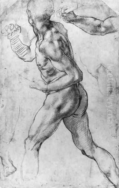 Male Nude 1505 Oil Painting by Michelangelo Buonarroti