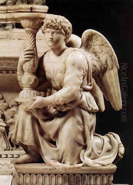 Angel with Candlestick Oil Painting by Michelangelo Buonarroti