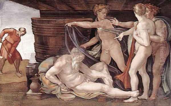 Drunkenness of Noah 1509 Oil Painting by Michelangelo Buonarroti